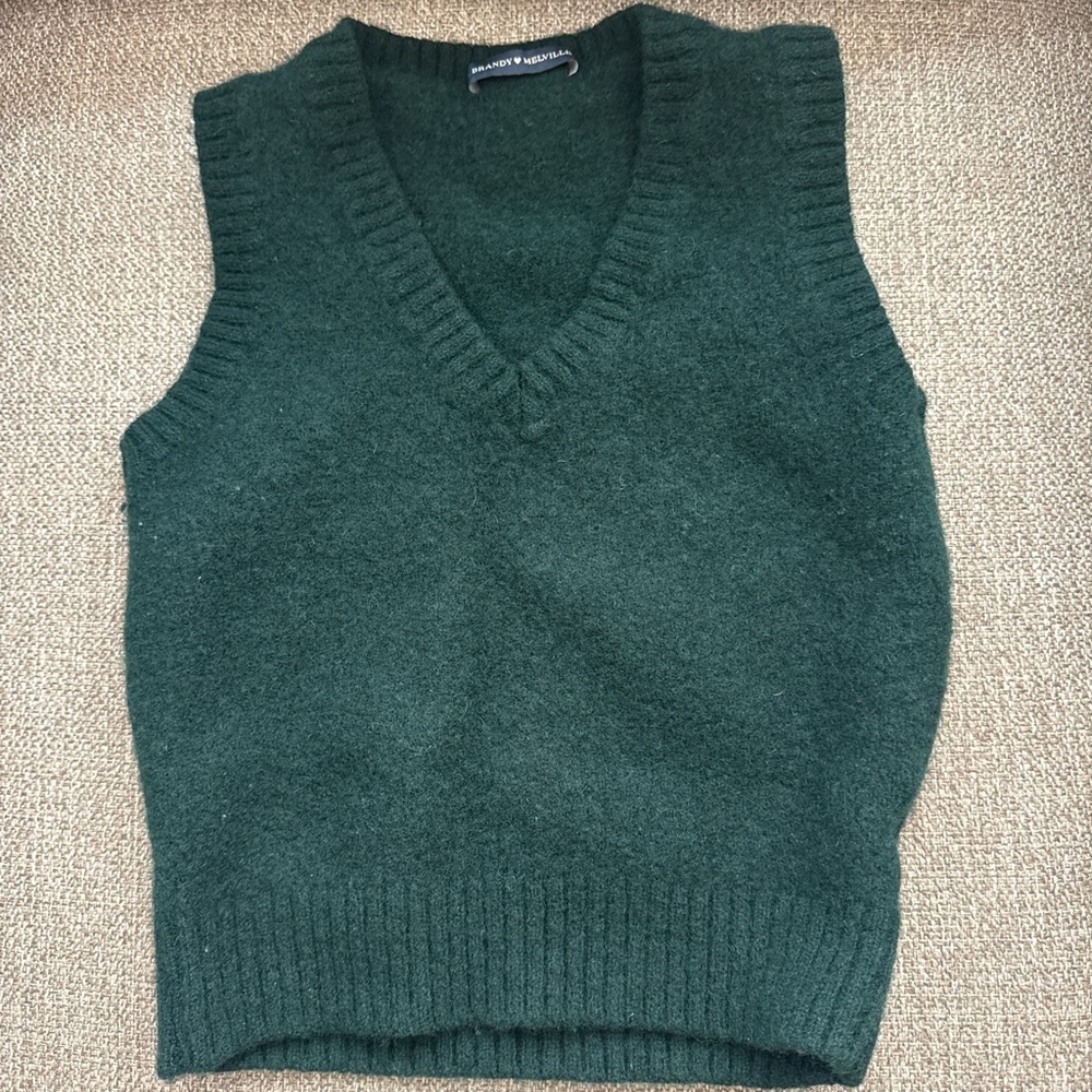 Brandy Melville Forest Green V-Neck Sweater Vest
